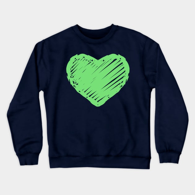 Pastel Green Heart Chalkboard Doodle Crewneck Sweatshirt by RageRabbit
